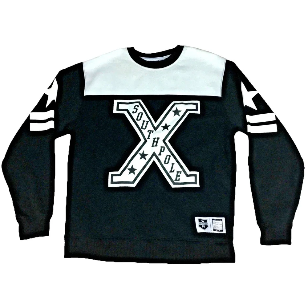 Southpole Mens Large‎ Black White MCMXCI Graphic Crewneck Sweatshirt Streetwear